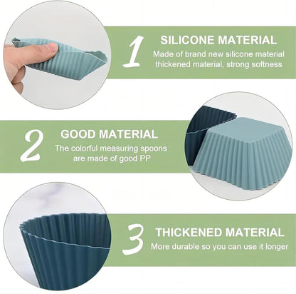 12 Pack Reusable Silicone Cupcake Baking Cups, 3 Shapes of Standard Round & Square & Rectangle,Muffin Liners,Non-Toxic, BPA Free, Dishwasher Safe