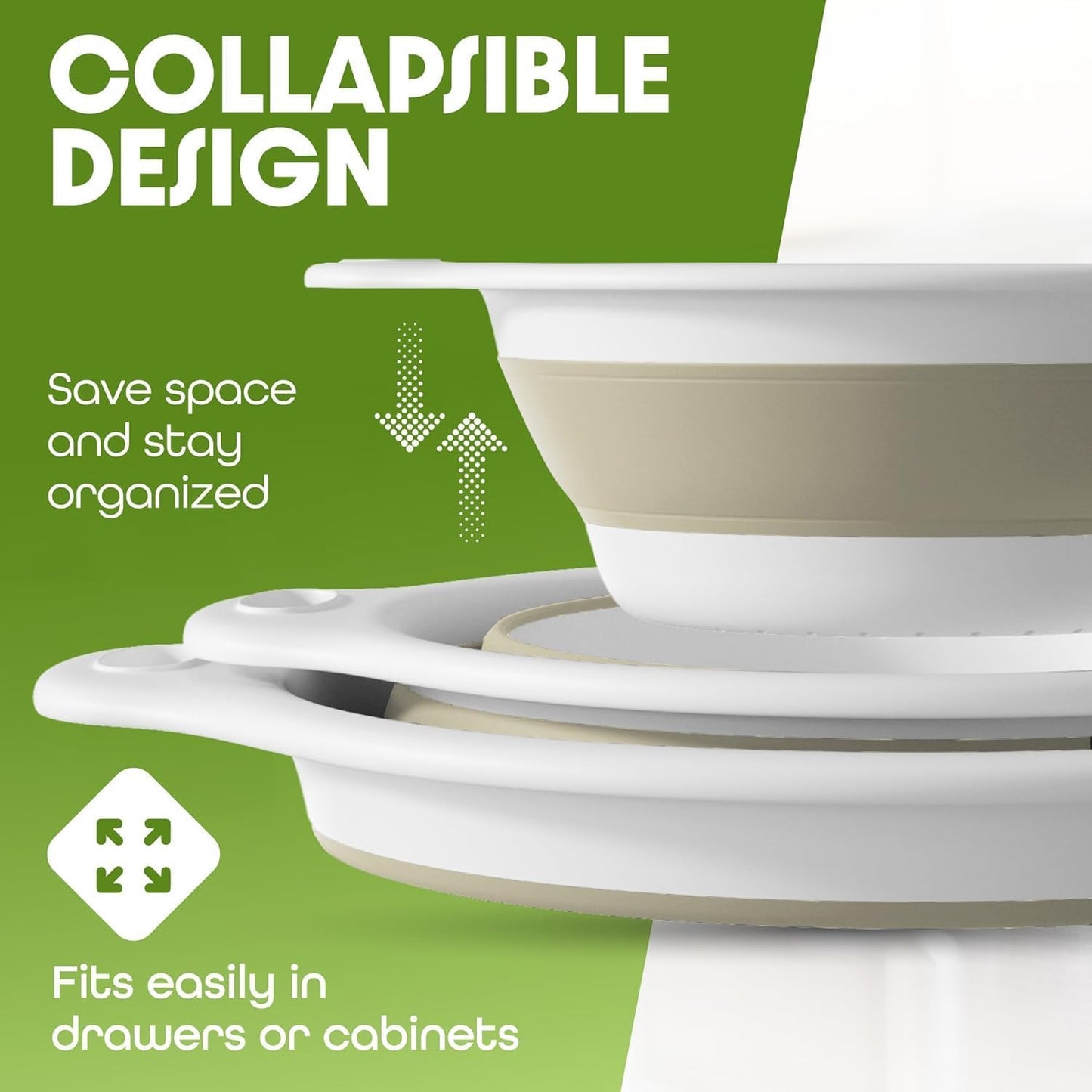 Gevoli Strainer with Self-Draining Base (5QT) Over-Sink Collapsible Kitchen Colander Set with Side-drain Base for Pasta Vegetables and Fruit, XL Large Capacity, Dishwasher Safe (5-Quart) Red/Gray