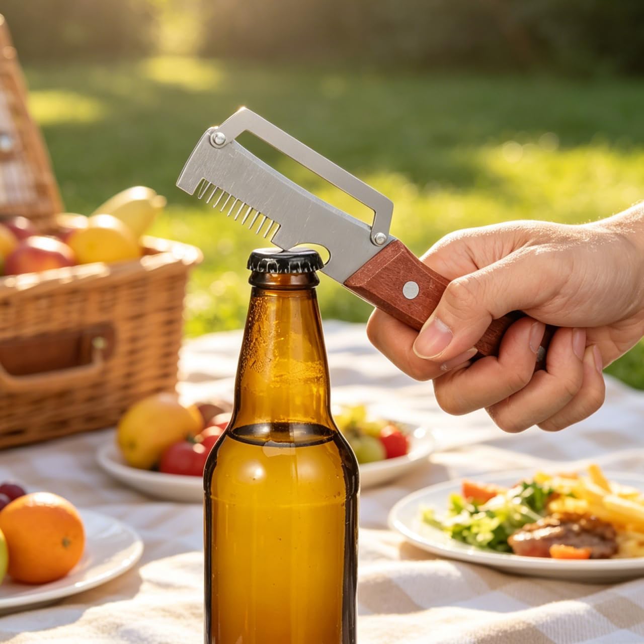 2pcs Vegetable Peeler Set - 2-in-1 Fruit and Potato Peeler with Bottle Opener, Stainless Steel Blade and Wooden Handle, for Food Prep - 7.48X1.50X0.67