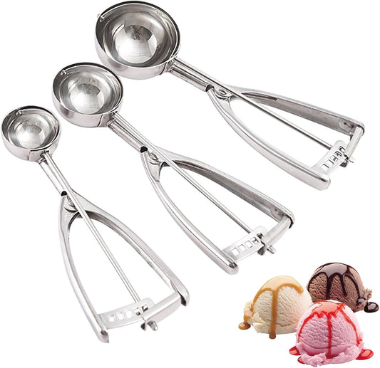 Ice Cream Scooper, 3 Pcs Cookie Scoop Set, Large Medium Small Size
