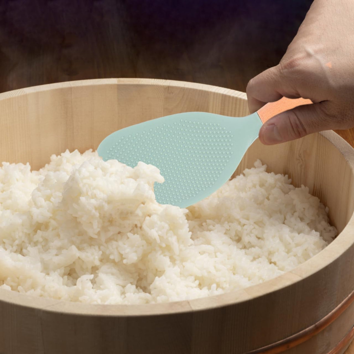 MAGICLULU Silicone Rice Paddle with Wooden Handle, Non Stick Rice Spoon