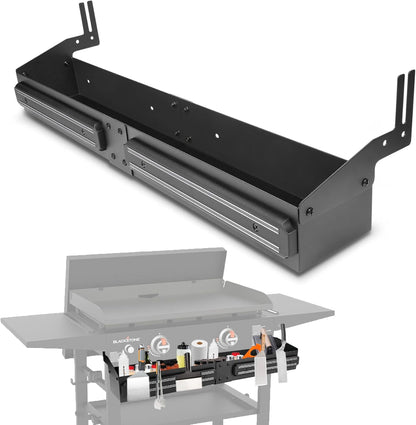 Front Griddle Caddy with 2-Pack Magnetic Tool Holders for Blackstone 36 inch Griddle, Large Capacity Front Tool/ Bottle Shelf for Easy Access, Grill Caddy for Blackstone Griddle Accessories 36 inches