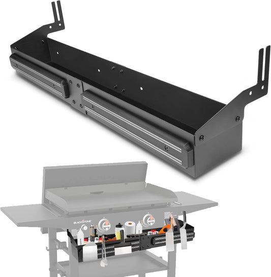 Front Griddle Caddy with 2-Pack Magnetic Tool Holders for Blackstone 36 inch Griddle, Large Capacity Front Tool/ Bottle Shelf for Easy Access, Grill Caddy for Blackstone Griddle Accessories 36 inches