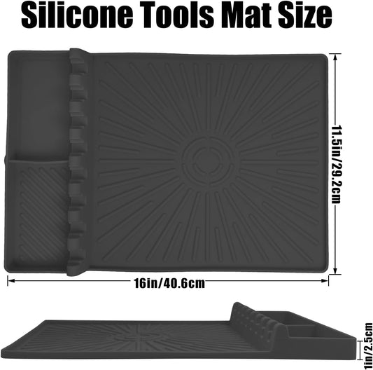 Large Silicone Grill Mat with Drip Pad, Heat Resistant Spatula Holder for Blackstone Side Shelf & Outdoor Kitchen Countertop, Reusable Griddle Accessories for BBQ Enthusiasts and Home Cooks