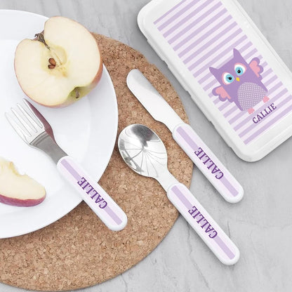 Personalized Stainless Steel Kids Utensils Set Custom Name on Kids Forks Knife and Spoons for 3 Pcs Kid Cutlery Set with Case (Truck)
