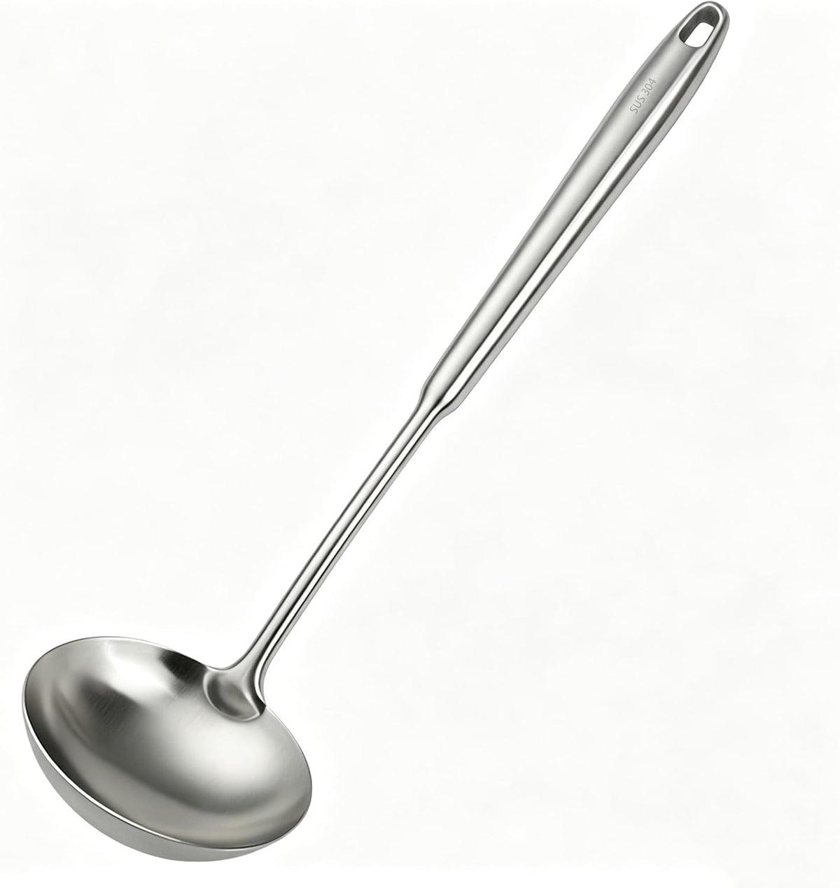 304 Stainless Steel Soup Ladle, Large Ladle with Long Hollow Handle, for Cooking, Stirring, Soup, Sauce, Dishwasher Safe (1, Soup Ladle)