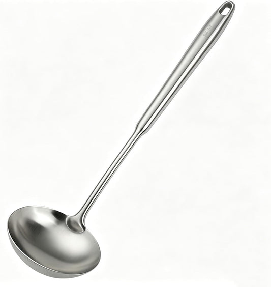 304 Stainless Steel Soup Ladle, Large Ladle with Long Hollow Handle, for Cooking, Stirring, Soup, Sauce, Dishwasher Safe (1, Soup Ladle)