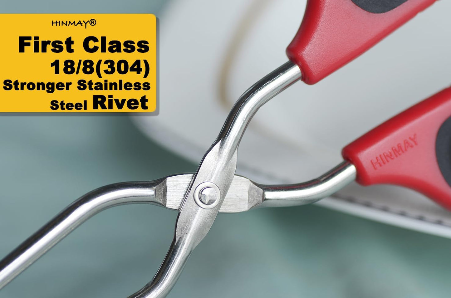HINMAY Stainless Steel Scissor Tongs 11-Inch and 13-Inch Set, Set of 2