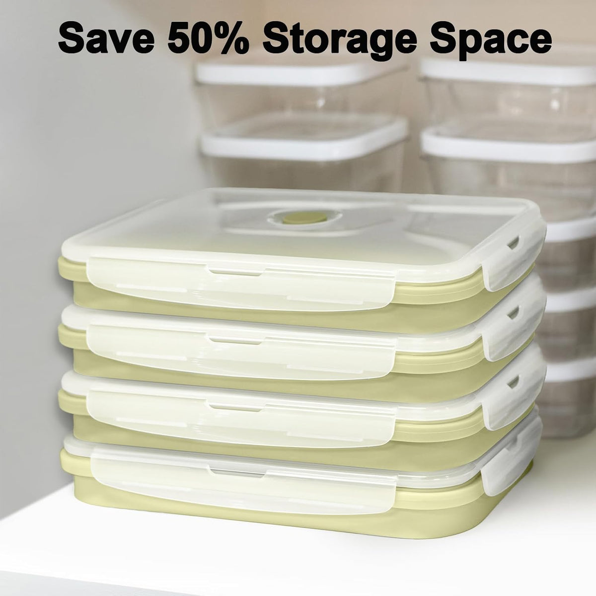 Large Silicone Food Storage Containers 68oz/2000ml 4 Pack | Collapsible Meal Prep Containers, Airtight Leakproof Lid, Containers for Camping, Microwave Freezer Dishwasher Safe