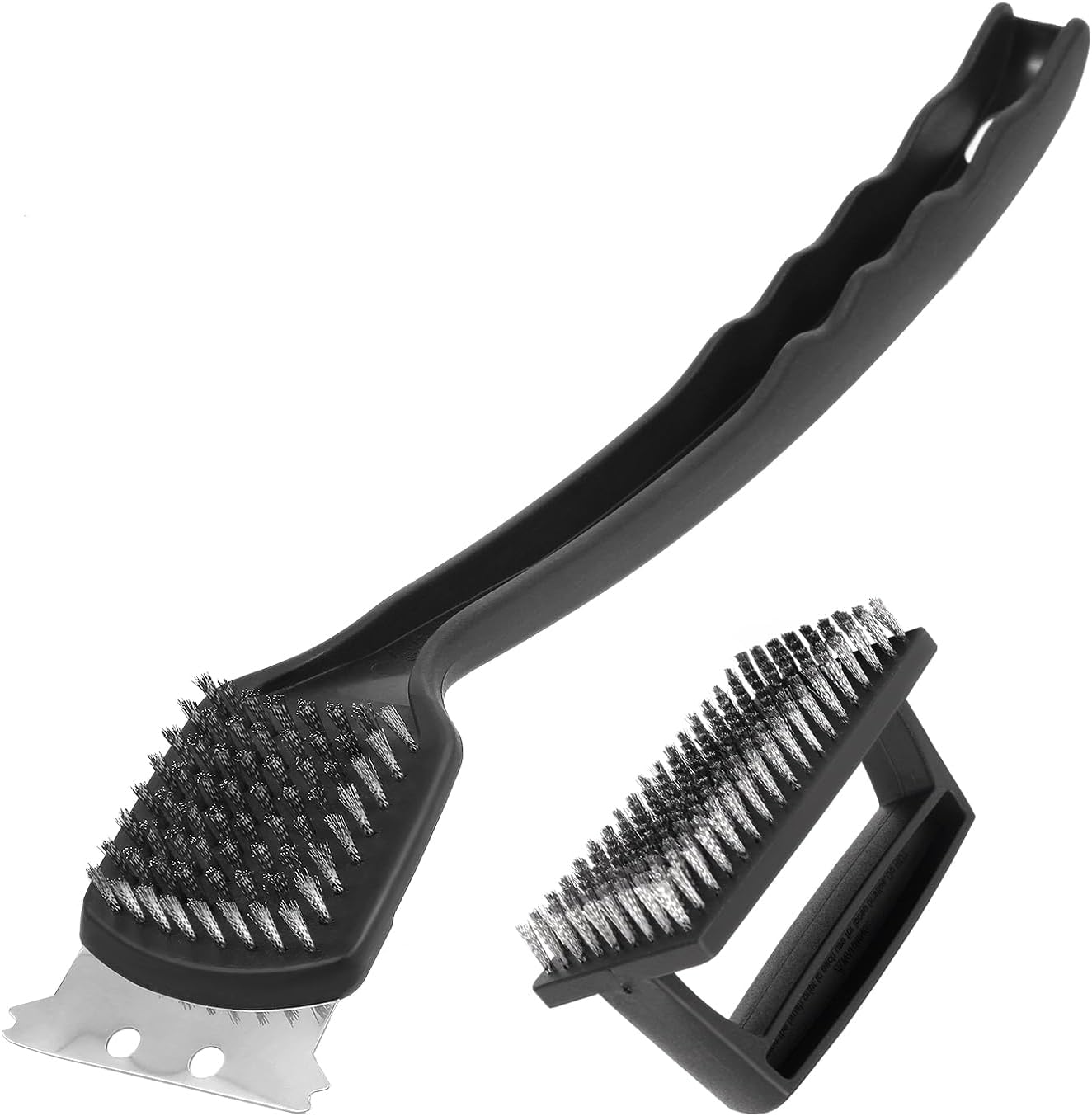 15.75” Grill Brush - Heavy Duty BBQ Scraper with Ergonomic Non-Slip Grip & Steel Bristles, Deep Clean Outdoor Grill Grates Without Bending (Safer, Long Handle)