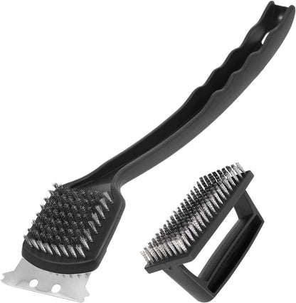 15.75” Grill Brush - Heavy Duty BBQ Scraper with Ergonomic Non-Slip Grip & Steel Bristles, Deep Clean Outdoor Grill Grates Without Bending (Safer, Long Handle)