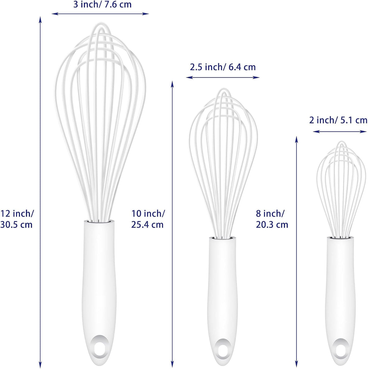 OYV Dishwasher Safe Silicone Whisk, Sealed Waterproof Design Set of 3, Professional Kitchen Whisks for Cooking Non-Scratch, Silicone & Stainless Steel Whisk, Heat Resistant Balloon Egg Beater, Black