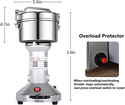 LEJIEYIN Electric herb Grinder 550g High Speed Electric Stainless Steel Spice Flour Mill Herb Grinder Powder Machine for Dry Food Grin