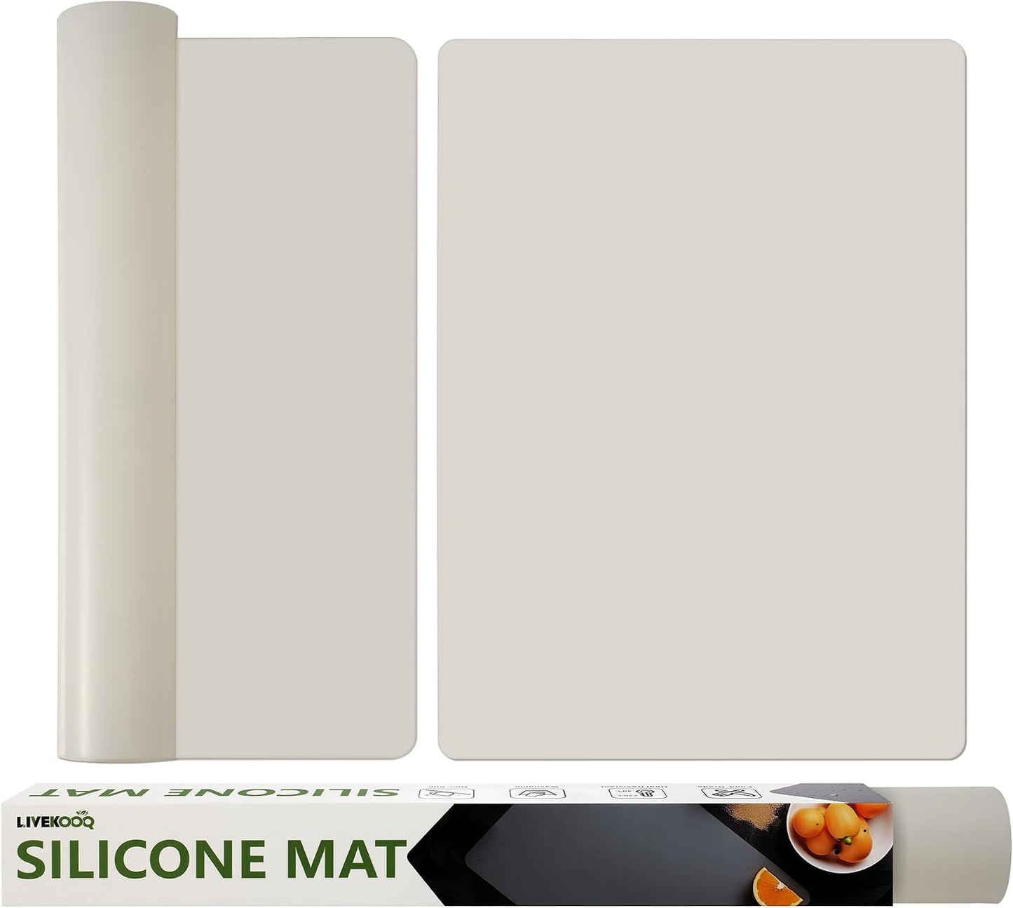 Silicone Mat for Kitchen Counter, Silicone Mat Trimable to Size (Black, 15.7×11.8inch-2pcs), BPA-Free Silicone Placemat, Heat-Resistant NonSlip Table Mat for Air Fryer, Countertop Protector Mat