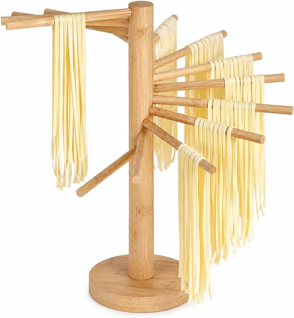 NQEUEPN Pasta Drying Rack with Transfer Wand, Noodle Drying Stand