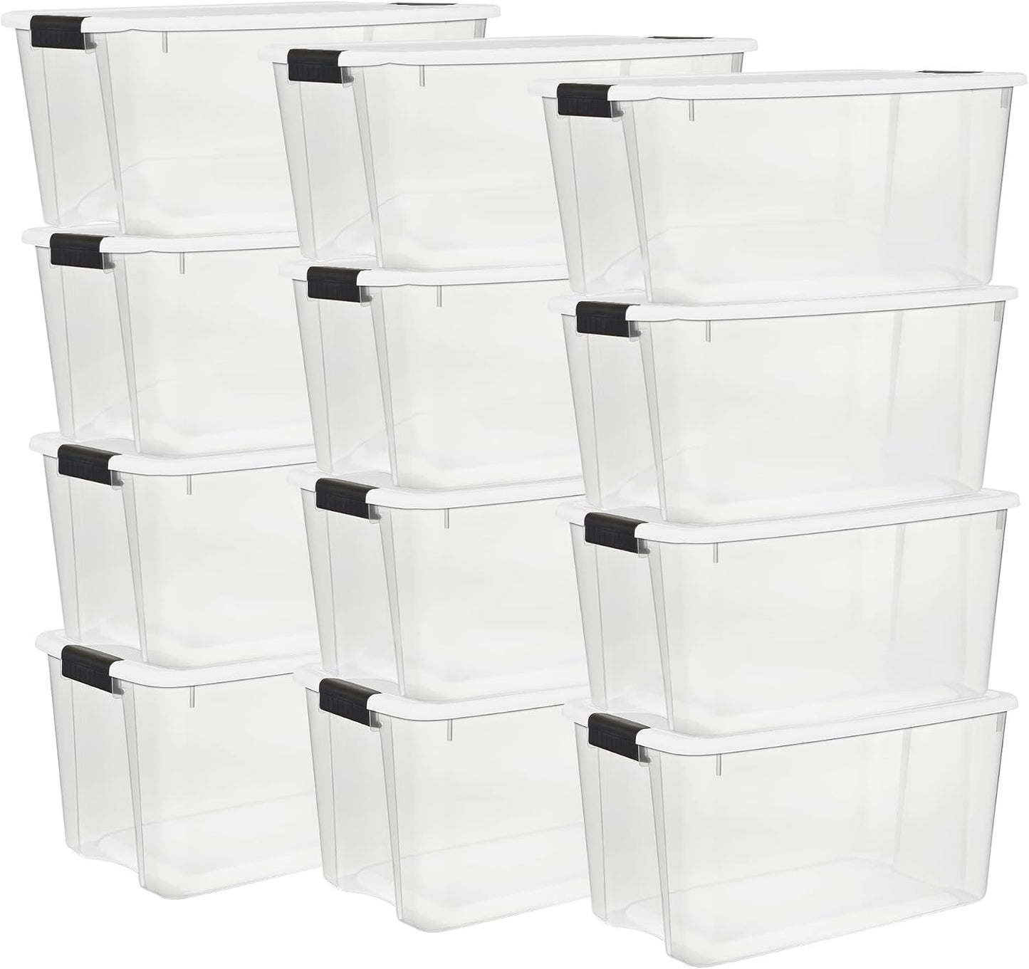 Sterilite 6-Pack Ultra Latching Box, Storage Bins with Lids, Clear Plastic, 18 Qt – Large Heavy-Duty Organizing Bin Containers for Home, Closet, Kitchen, Pantry, Bathroom, and Office