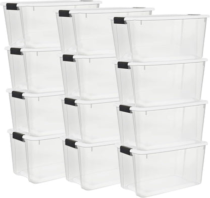 Sterilite 6-Pack Ultra Latching Box, Storage Bins with Lids, Clear Plastic, 18 Qt – Large Heavy-Duty Organizing Bin Containers for Home, Closet, Kitchen, Pantry, Bathroom, and Office