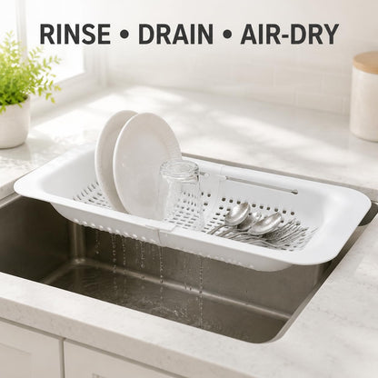 Expandable Over-the-Sink Colander Strainer Basket 14.25 to 19.5 Inch Black