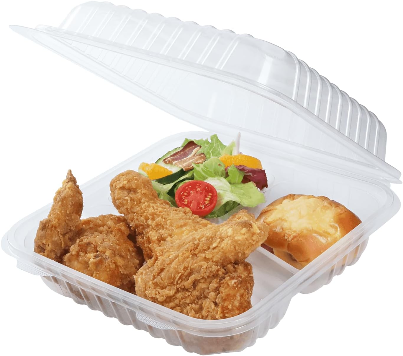 Karat FP-HC99PP-3CU 9"X 9" PP Hinged Containers 3 Compartment - (Case of 200)