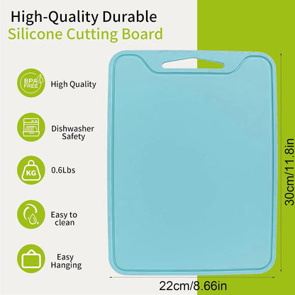 Silicone Cutting Board for Kitchen, 11.8''x 8.6'' Flexible Cutting Boards, BPA Free Non Slip Cutting Mat for Meat, Vegetables and Fruit with Easy Grip Handle, Dishwasher Safe (Deep purple)
