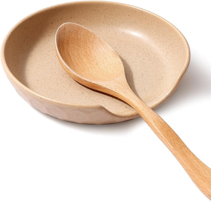 Ceramic Spoon Rest with Egg Cracker, Reactive Glaze Blue
