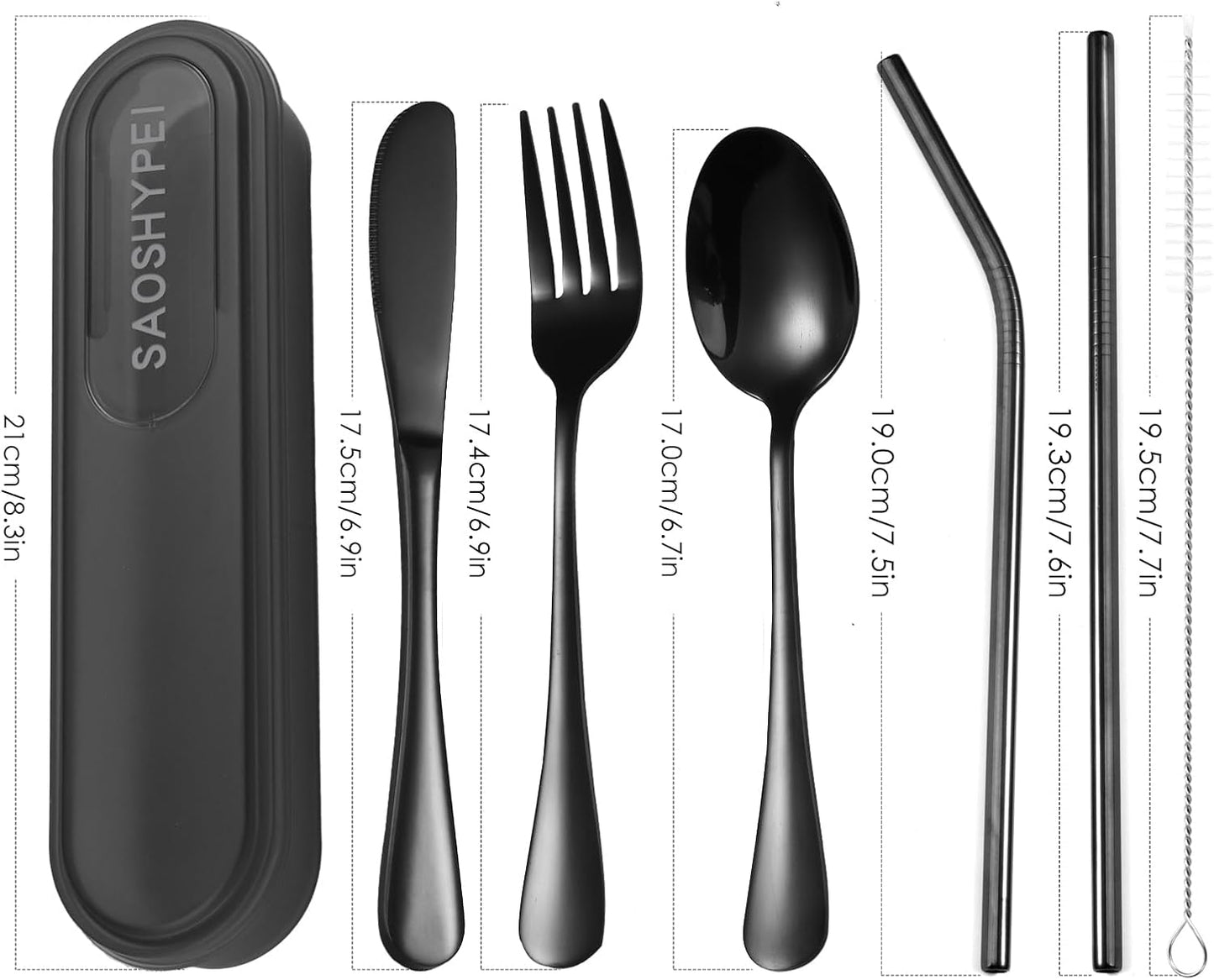 Portable Utensils Set with Case, 4pcs Stainless Steel Reusable Silverware for Lunch Camping School Picnic Workplace Travel, Lunch Box Includ Fork Spoon Knife,Easy to clean,Dishwasher Safe(Rainbow)