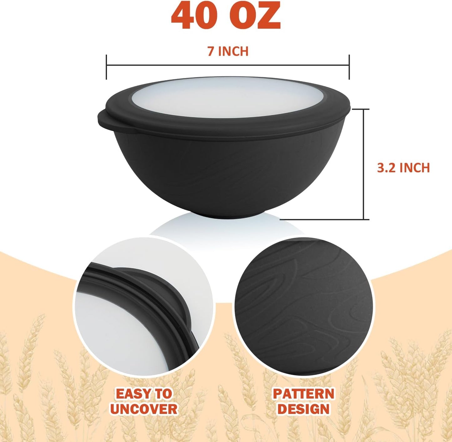 Wrova Wheat Straw Bowls for Kitchen set of 6,Anti-Scald Thick Soup Bowls 40oz,Microwave and Dishwasher Safe Bowl Sets, Unbreakable Cereal Bowl Sets. Vibrant Series