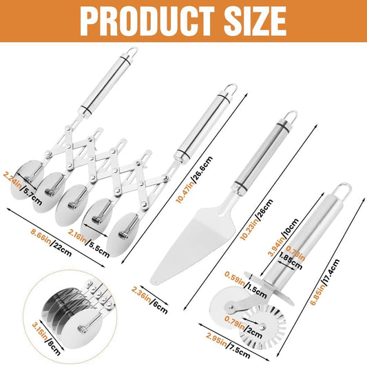 5 Wheel Pastry Cutter, Stainless Steel Dough Divider with Handle