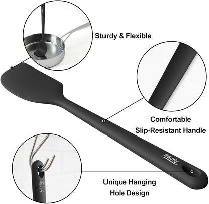 Redfly Silicone Spatula Set, 5 Piece Food Grade Silicone Cooking Utensils Set, Rubber Spatula Heat Resistant Nonstick for Baking, Cooking, Kitchen Utensils Dishwasher Safe Multicolor