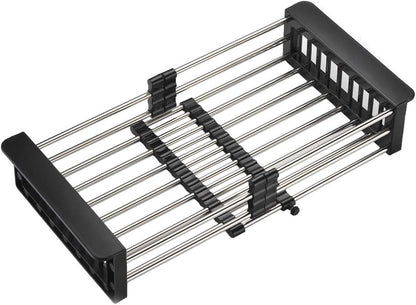 Dish Drying Rack, Over The Sink Dish Drying Rack, Stainless Steel Dish Drainer with Adjustable Arms Holder Functional Kitchen Sink Organizer for Vegetable and Fruit