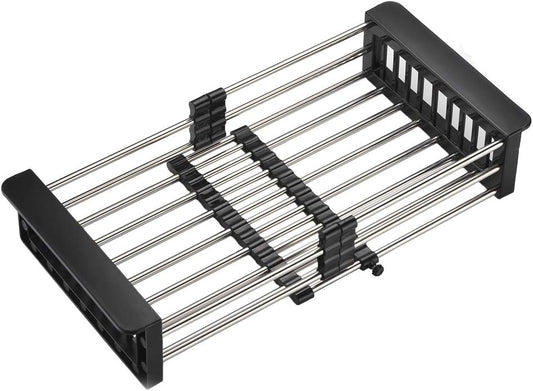 Dish Drying Rack, Over The Sink Dish Drying Rack, Stainless Steel Dish Drainer with Adjustable Arms Holder Functional Kitchen Sink Organizer for Vegetable and Fruit