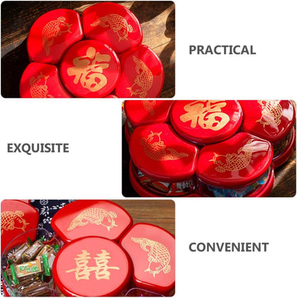 Cabilock 1pc Boxes Dried Fruit Box Party Serving Platter Candy New Year Cookie Container Appetizer Plates Tins Vintage Tray Storage Cubes with Lid Plastic to Rotate Chinese Style Tray Cover