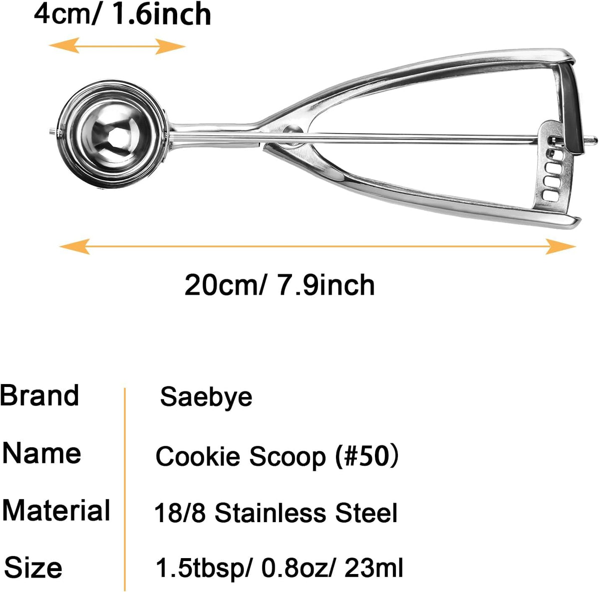 Saebye 4 oz Scoop, Large Ice Cream Scoop with Trigger, #8 Cookie Scoop,