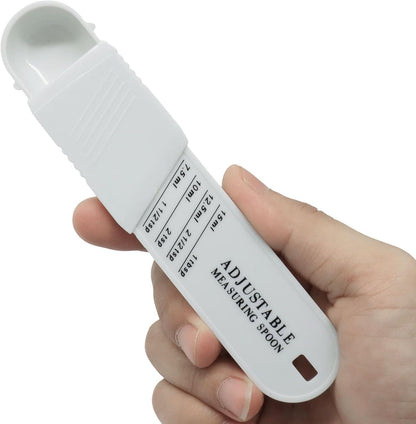 Adjustable Measuring Spoon, ABS White