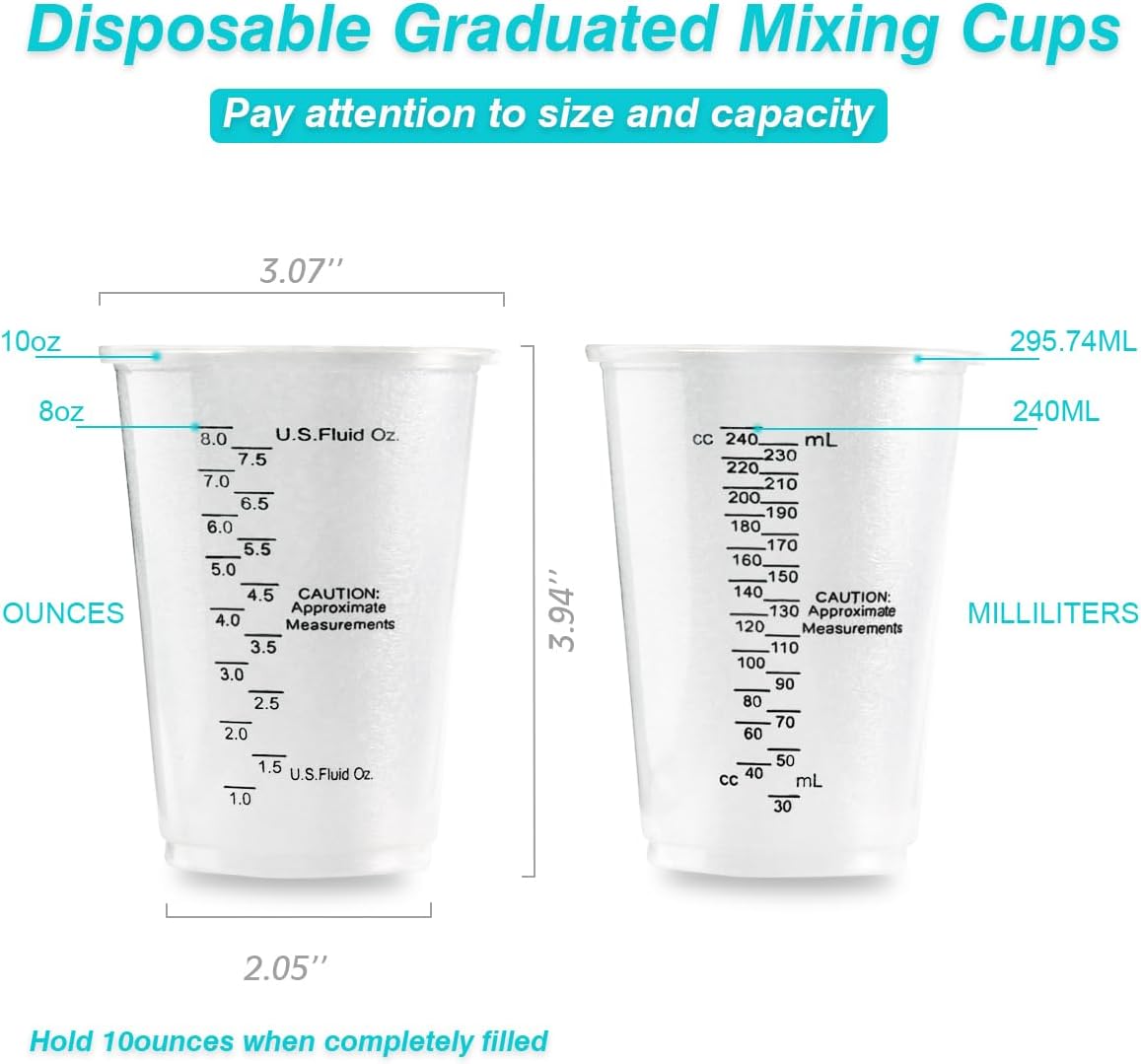 8oz Graduated Clear Plastic Measuring Cups