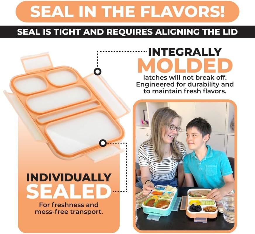 Bento Lunch Box Kids & Adults, Lunch and Snack Containers for Boys & Girls with 3 Compartments - School, Work Daycare, Meal Planning Portion Control Container, BPA-Free Boxes, Utensils, Blue 1 pack