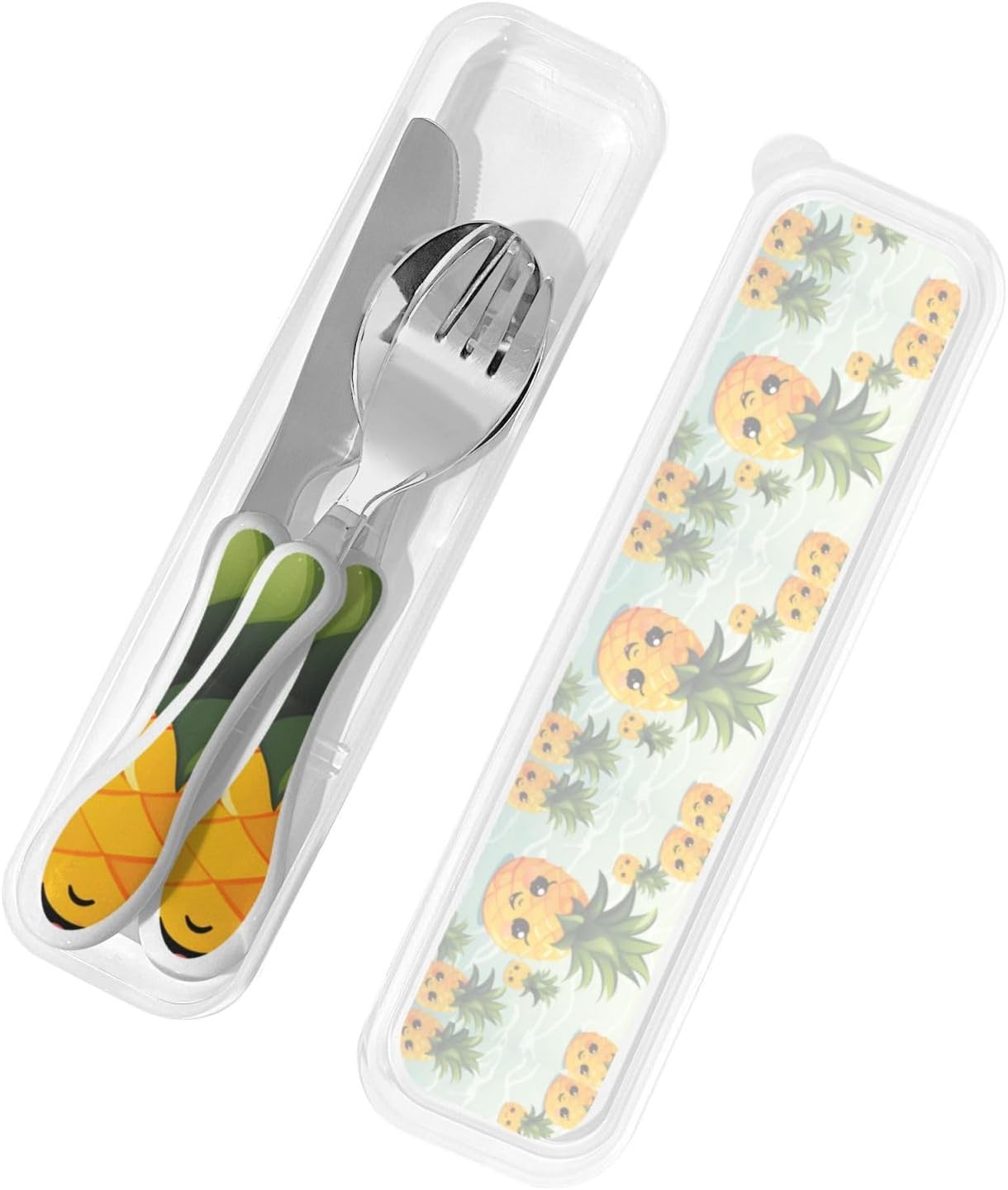 3-Piece Kids Silverware Set With Storage Case, Stainless Steel Reusable Children Safe Knife Spoon Fork Set Dragonfly Insects Flowers Children Flatware Set For Kids Lunch Box