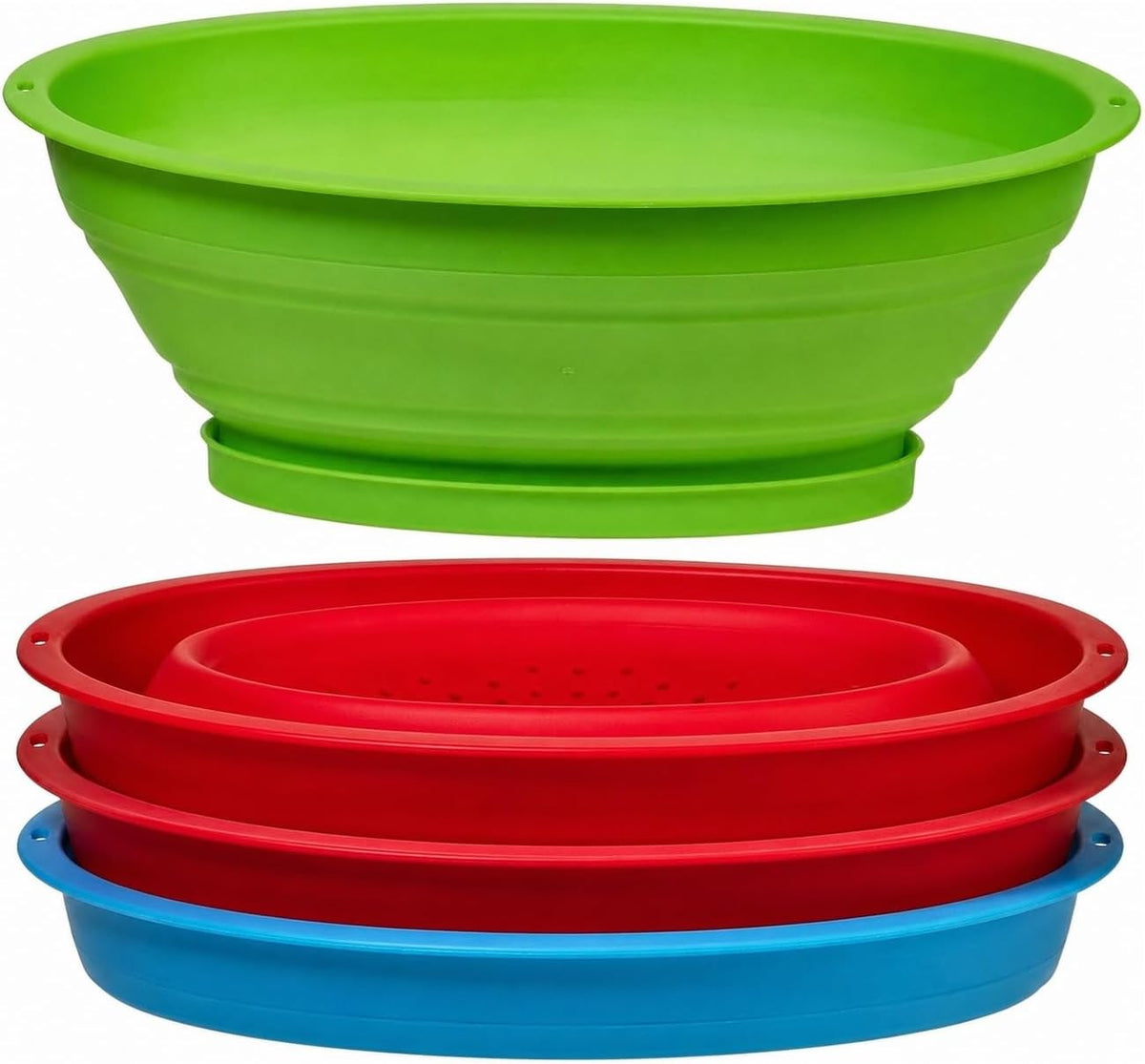 Progressive International Collapsible Mini Small Compact Multi Colored Fruit Vegetable Colander Strainer Water Drainer Set