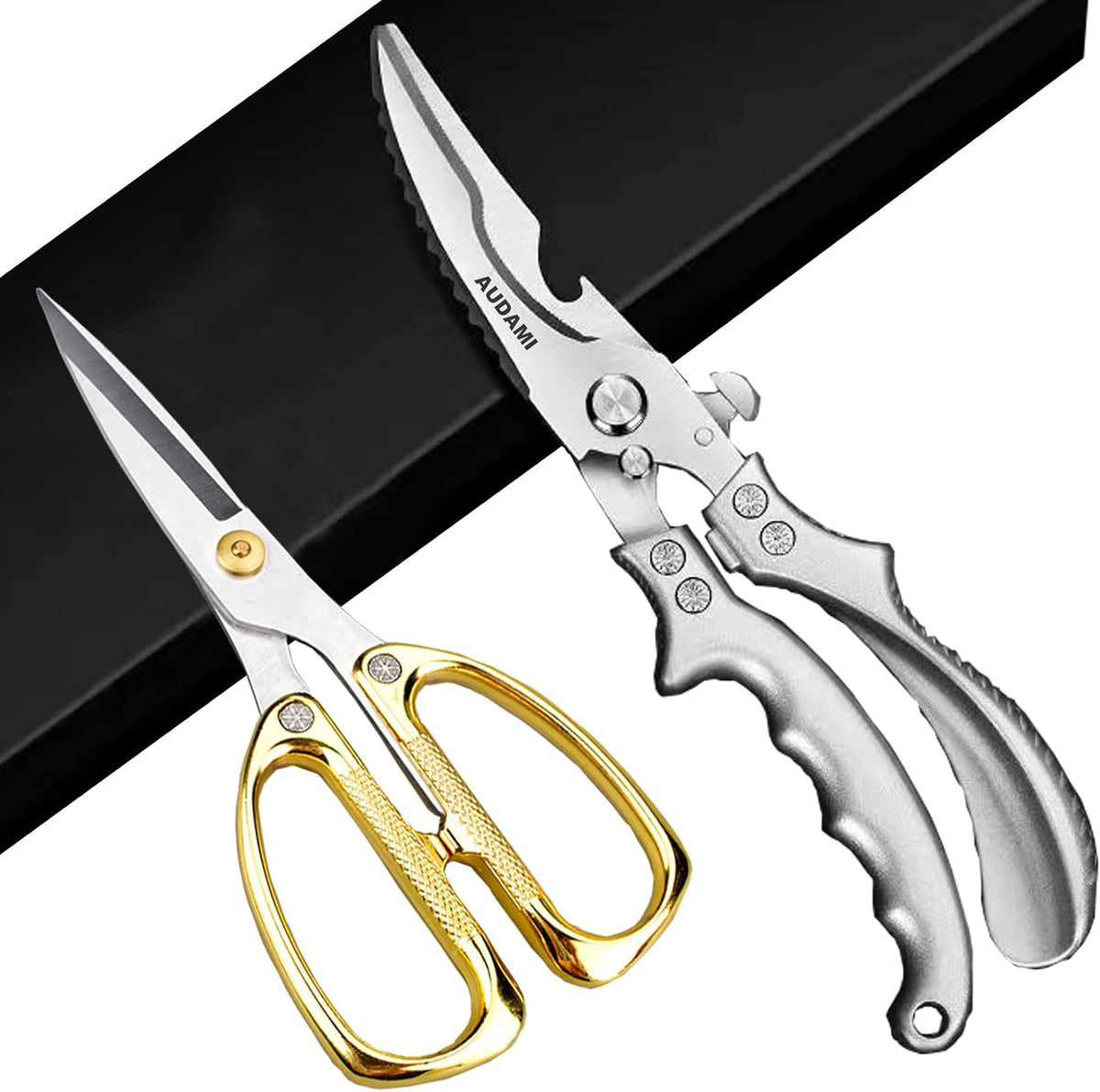 2 Pack Kitchen Shears,Heavy Duty Stainless Steel All-Purpose Poultry Meat Scissors for Cooking-Dishwasher Safe