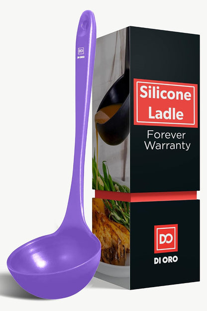 DI ORO Silicone Ladle - Soup & Serving, 600F Heat Resistant, Black