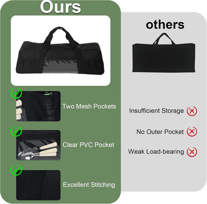 24" Grill Tool Storage Bag, Canvas, Black, Unisex, Classic Style, 60x24x24 cm/24 * 9.4 * 9.4 inches, Zipper Closure, Hand Strap, Perfect for Outdoor Grilling, Camping, Hiking