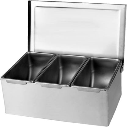 TrueCraftware- 5 Compartment Stainless Steel Condiment Bar (Open Bottom)- Condiment Dispenser Serving Container Garnish Tray Bar Caddy Condiment Server Caddy Garnish Holder for Home Work Restaurant