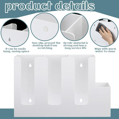 Cunhill 4 Compartments Acrylic Coffee Cup and Lid Storage Organizer Holder Disposable Paper Cup Dispenser Organizer Plastic Lid Holder Accessories for Kitchen Bar Shop Party Supplies(Transparent)