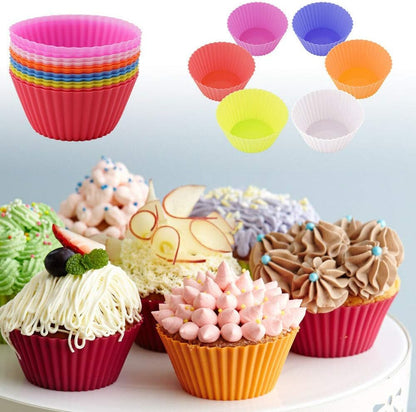 Tvoip Mini Muffin Pan - Reusable Silicone Cupcake Molds 2in 24 Pack - Small Baking Cups Truffle Cake Pan Set Nonstick in (Random 6 Colors)