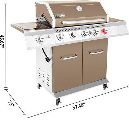 Royal Gourmet GA5403C 5-Burner Propane Gas Grill with Side Burner & Warming Rack, Outdoor BBQ Grill with 74,000 BTUs Output & 738 Sq. in. Cooking Area for Outdoor Barbecue, Coffee