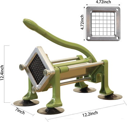 Commercial French Fry Cutter, Heavy Duty Potato Slicer with 3/8 and 1/4Inch Blade, Stainless Steel Potato ChopperFrench Fries Cutter with Suction Feet