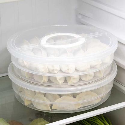 2 Pack 12 Inch 2-Compartment Food Storage Containers with Lids & Handles - Reusable Round Pie Carriers, Pizza Slice Holders for Pie, Cheesecake, Tortilla,Dumplings, Eggs