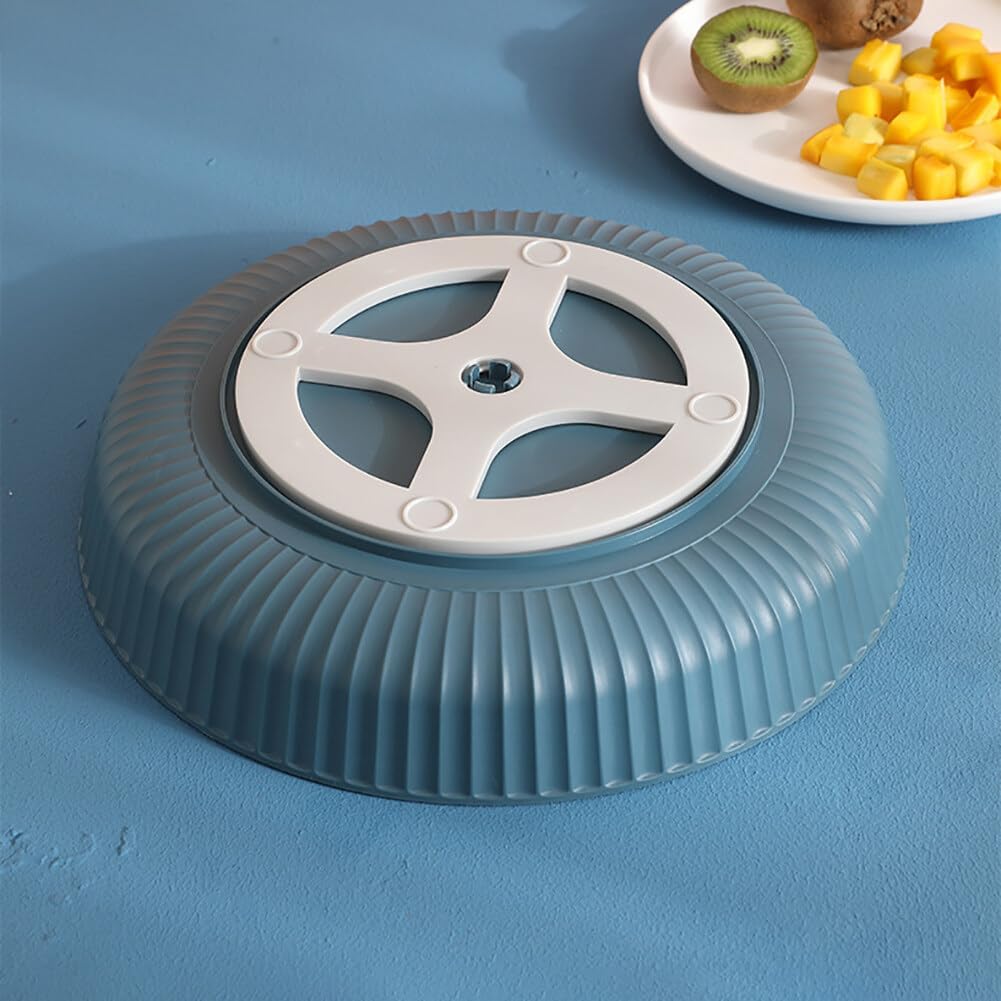 Surakey 12" Appetizer Tray Snack Serving Tray with Lid 5 Compartments 360 Degrees Rotatable Plastic Food Storage Organizer for Dried Fruits Nuts Candies Sweet Cookies (Blue)