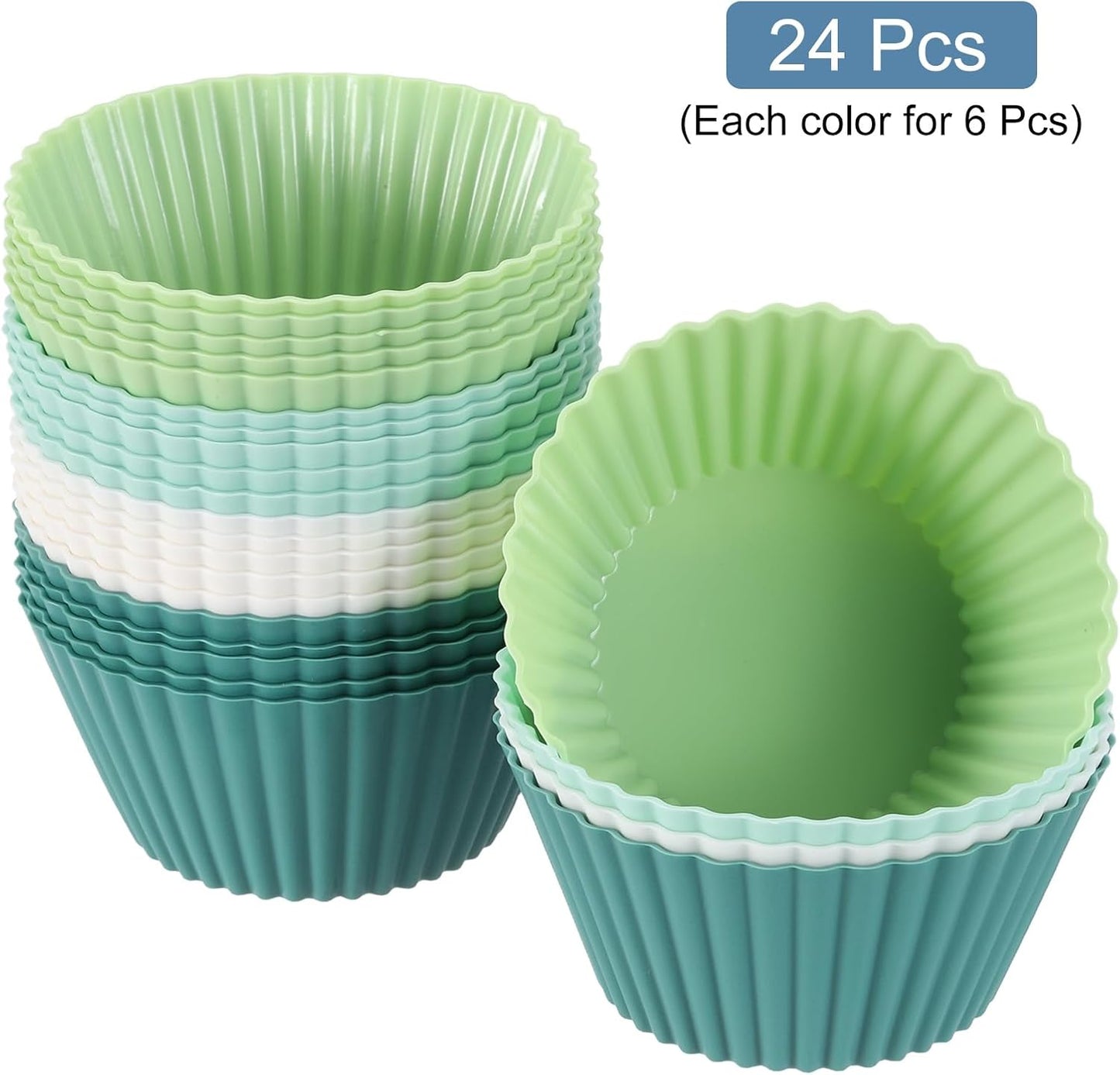 uxcell 18Pcs Silicone Cupcake Liners, Non-Stick Baking Cups, for Cooking Eggs, Baking Muffins and Make a Cake(Pink)