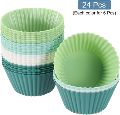 uxcell 18Pcs Silicone Cupcake Liners, Non-Stick Baking Cups, for Cooking Eggs, Baking Muffins and Make a Cake(Pink)